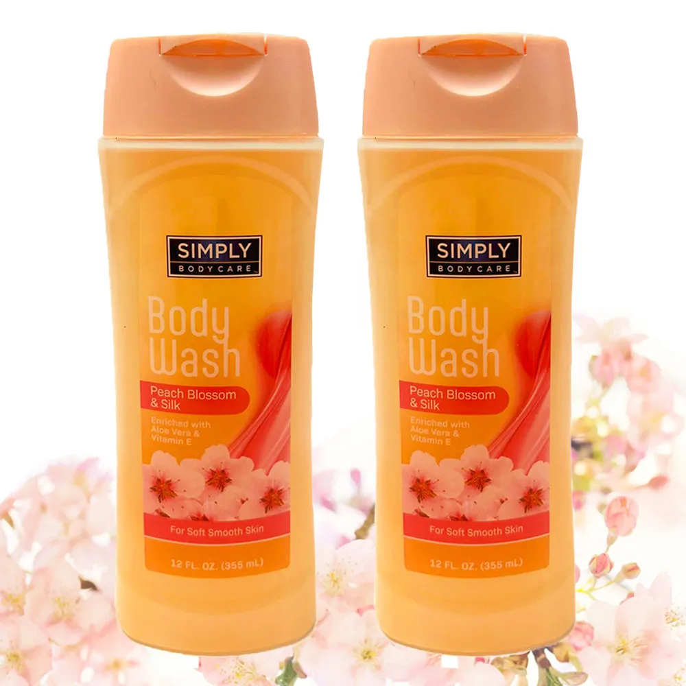 2 Moisturizing Body Wash Aloe Vitamin E Peach Blossom Silky Shower Gel Soap 12oz