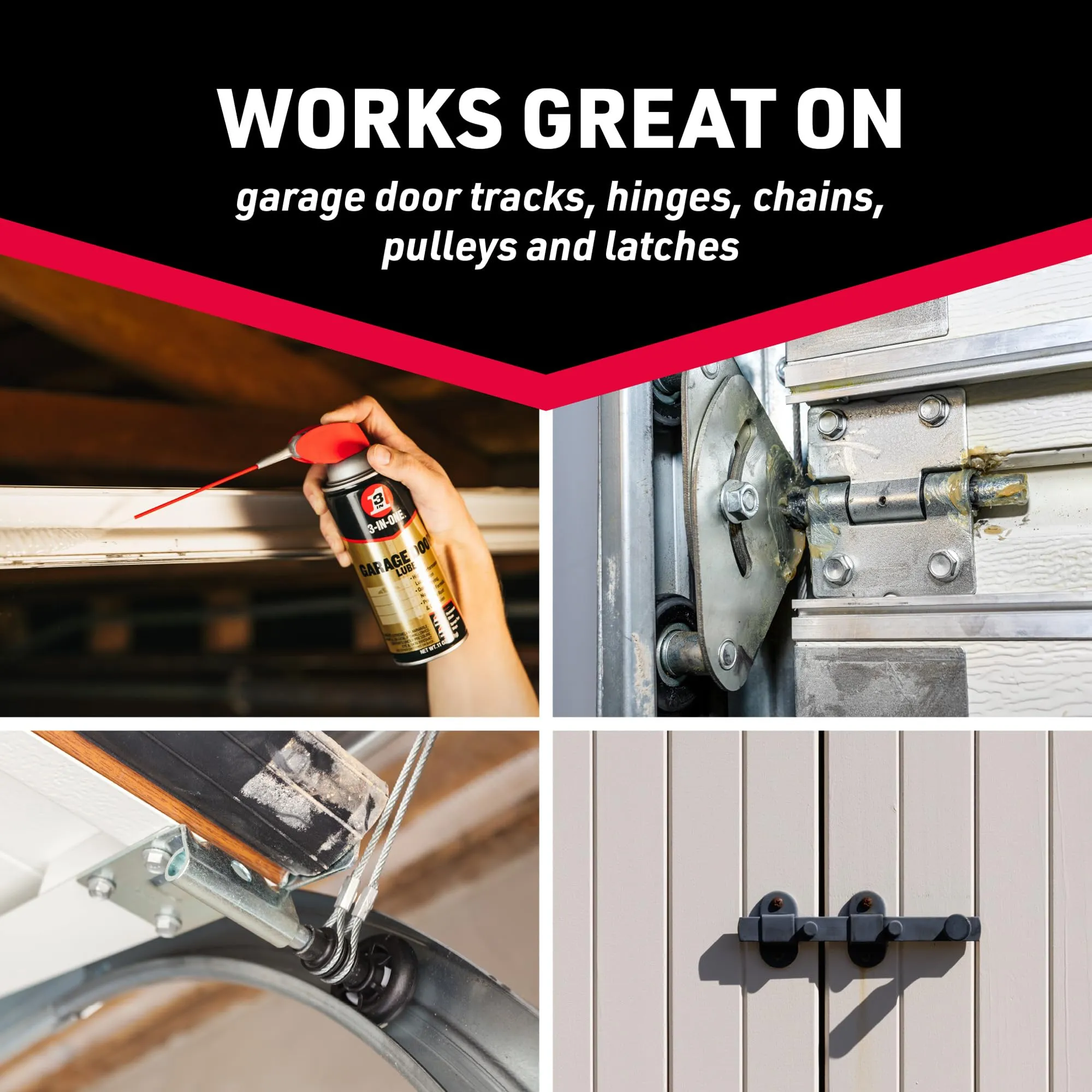 3-IN-ONE Garage Door Lubricant with SMART STRAW SPRAYS 2 WAYS, 11 OZ [6-PACK]