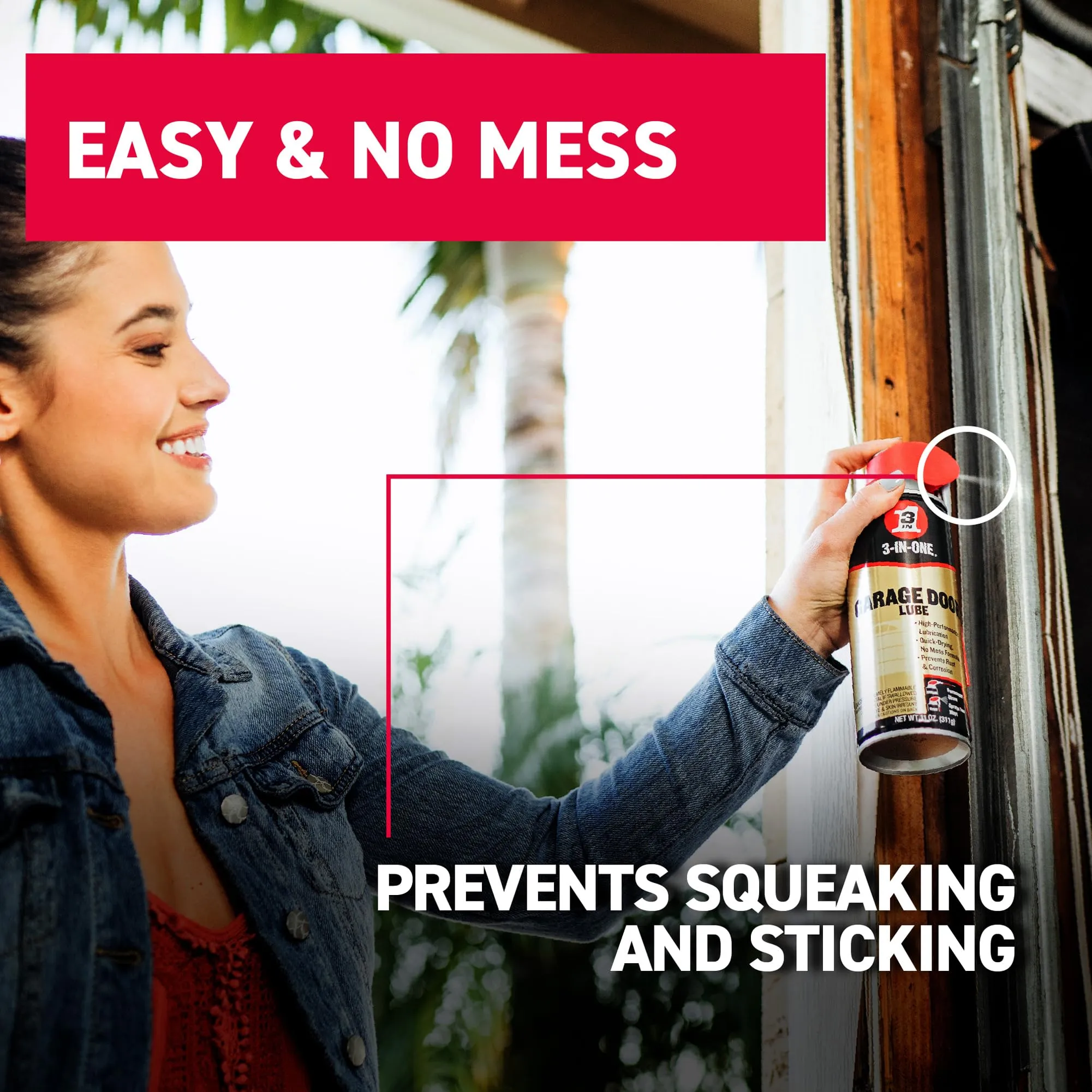 3-IN-ONE Garage Door Lubricant with SMART STRAW SPRAYS 2 WAYS, 11 OZ [6-PACK]