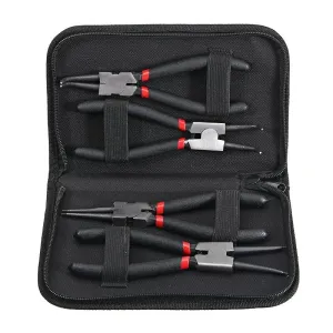 4Pcs Circlip Plier Set 7'' Long Nose Plier Staight Bent Plier Inner Outer   Staight Bent Plier Retaining Snap Ring Remover Tool