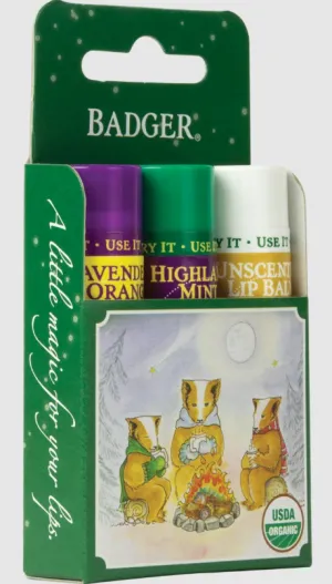 Badger Lip Balm Green 3pk