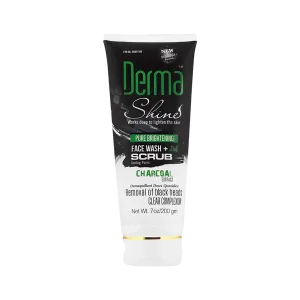 Derma Shine Pure Brightening Charcoal 2 In 1 Face Wash scrub 200gm