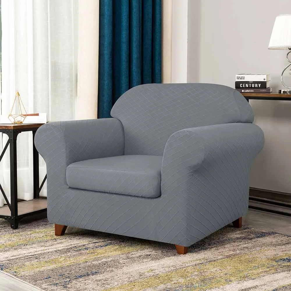 Diamond Grid Stretch Armchair Cover