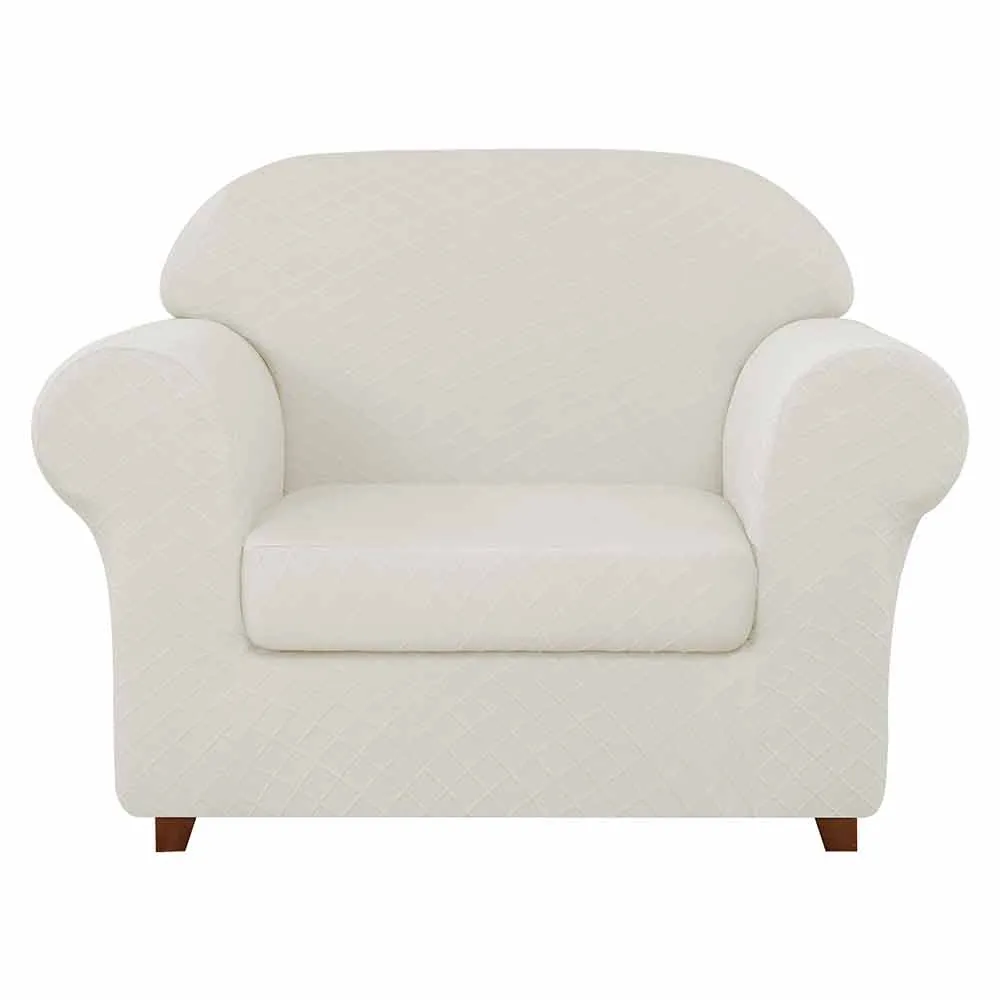 Diamond Grid Stretch Armchair Cover