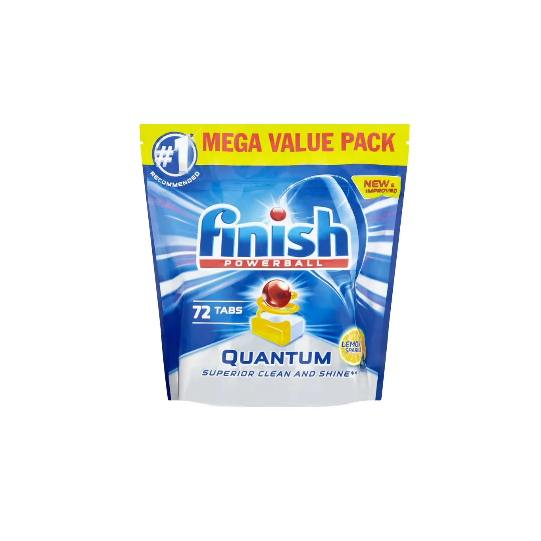 Finish Quantum Max Dishwasher Tablets Lemon 72 Tabs (Imported) – High-Performance Lemon-Scented Dishwasher Tabs