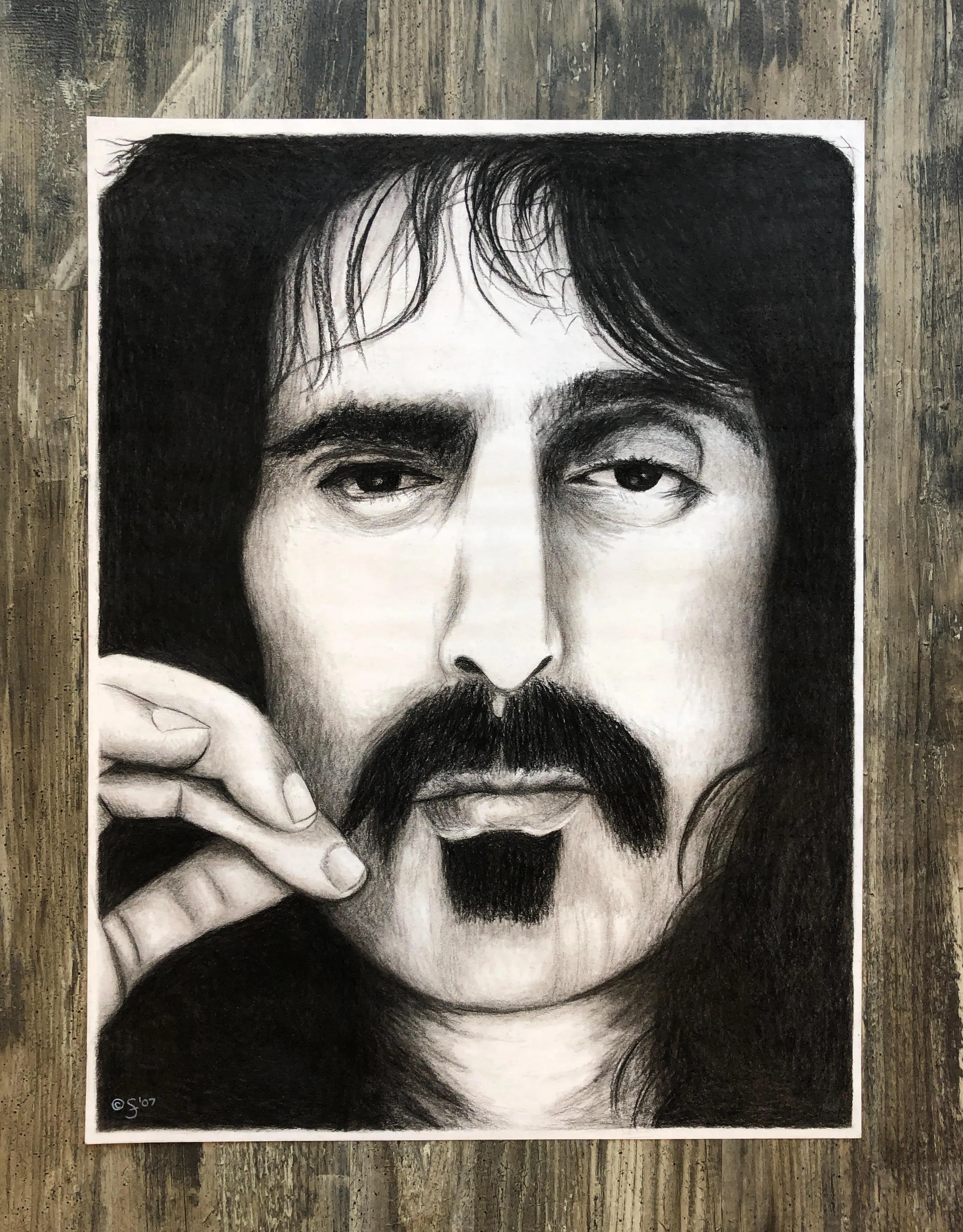 FRANK ZAPPA Charcoal Sketch