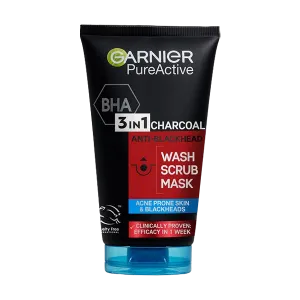 Garnier Pure Active 3 In 1 Charcoal Wash Scrub Mask 150ml