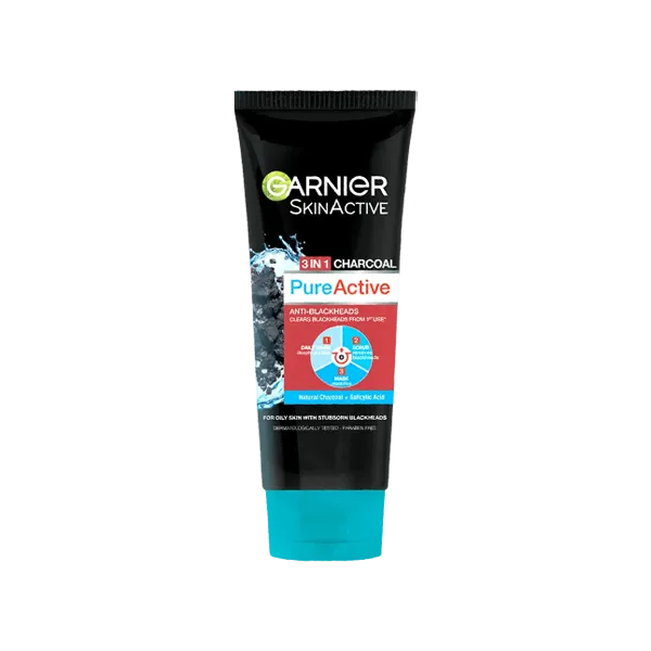 Garnier Pure Active 3 In 1 Charcoal Wash Scrub Mask 50ml