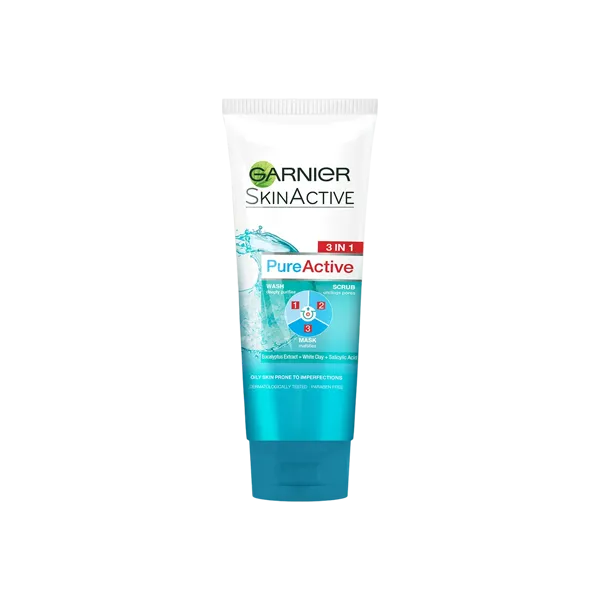 Garnier Pure Active 3 In 1 Clay Wash Scrub Mask 50ml