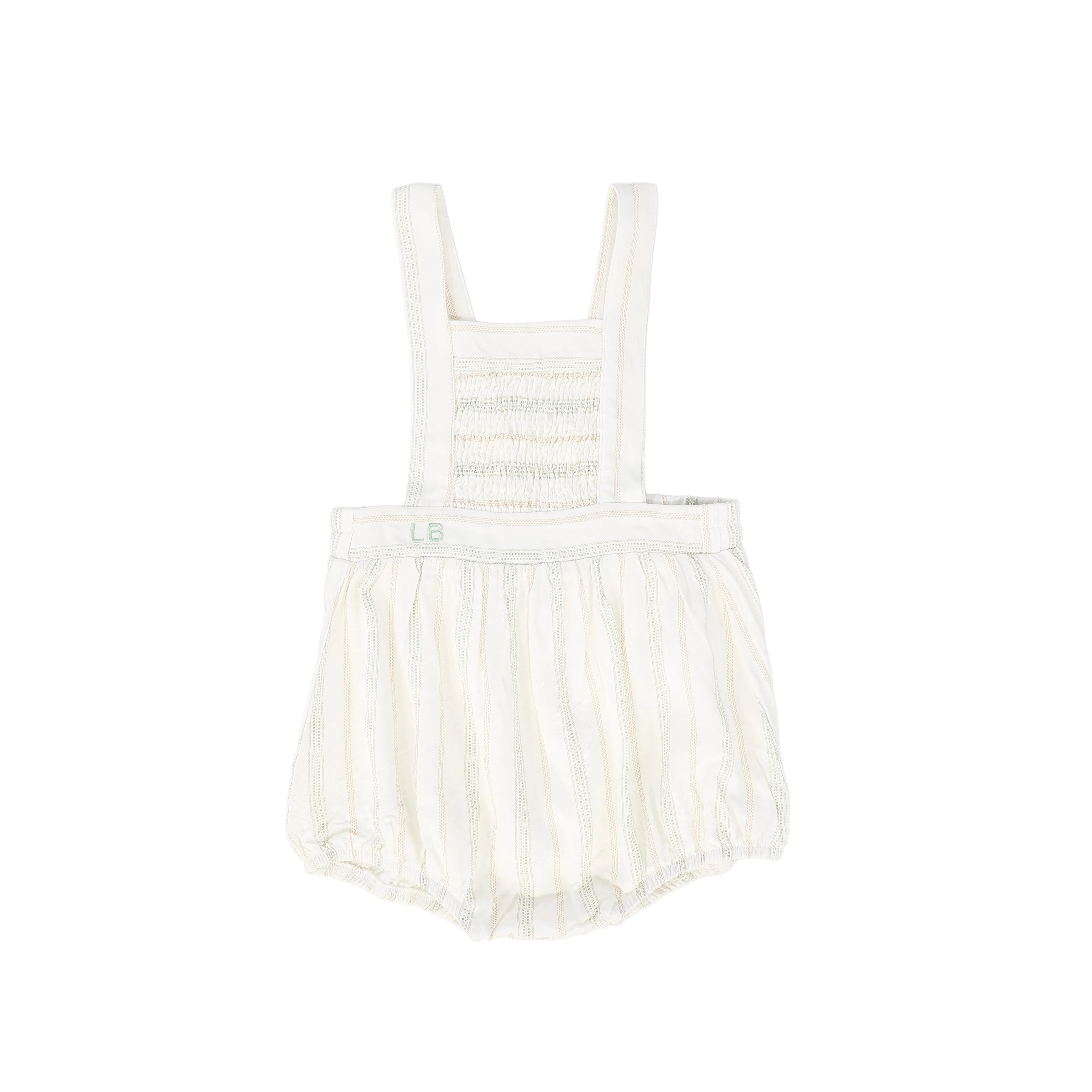 LE BOURDON DOTTED STRIPE SMOCKED ROMPER