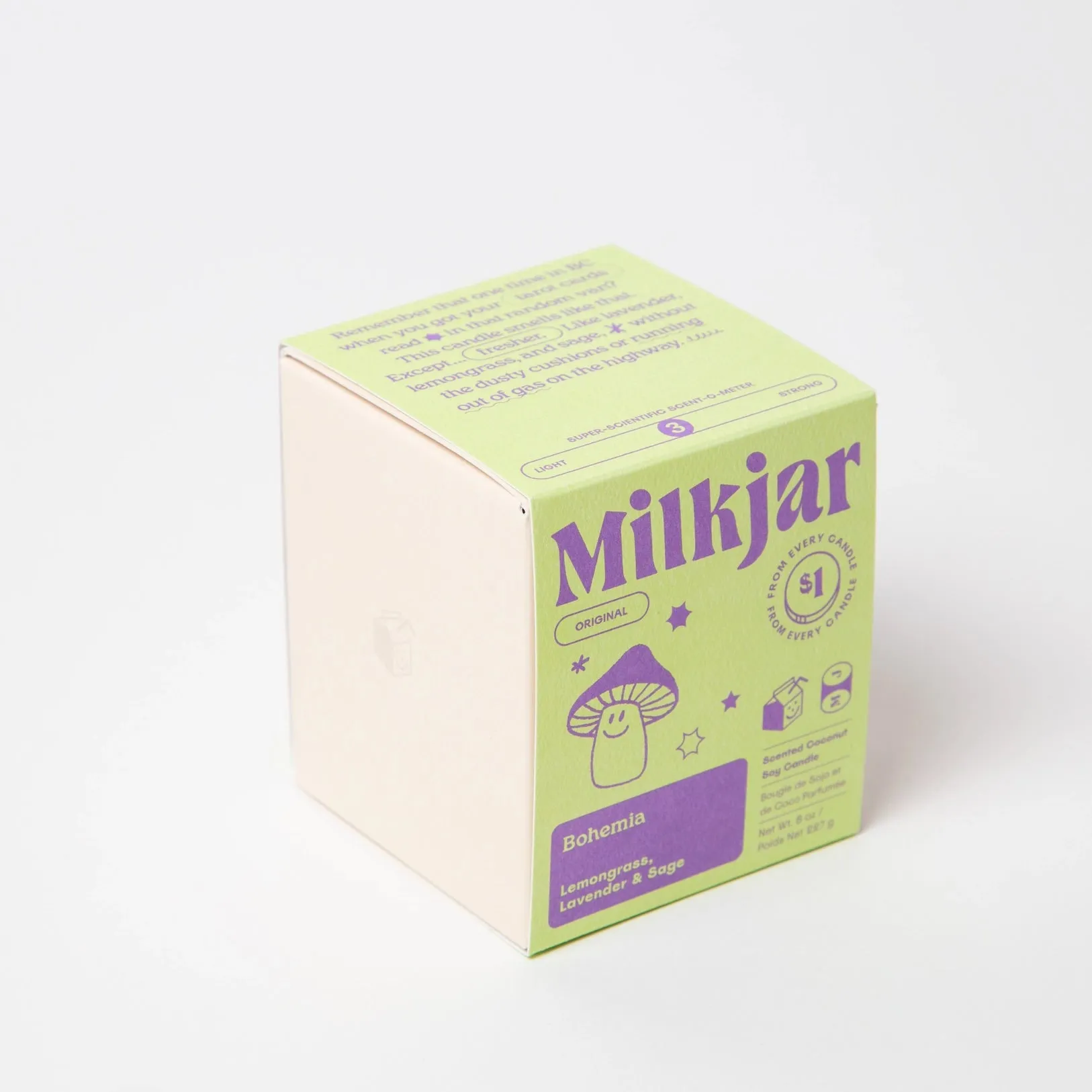 Milk Jar Candle Co Bohemia - Lemongrass, Lavender & Sage Coconut Soy 8oz Candle