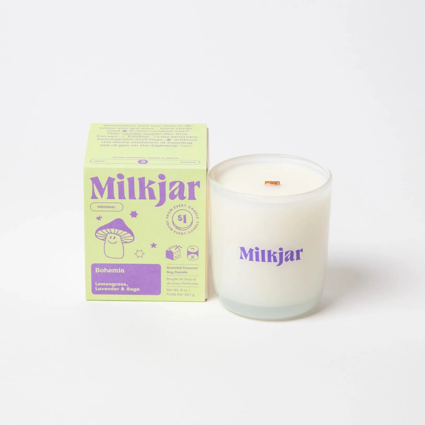 Milk Jar Candle Co Bohemia - Lemongrass, Lavender & Sage Coconut Soy 8oz Candle