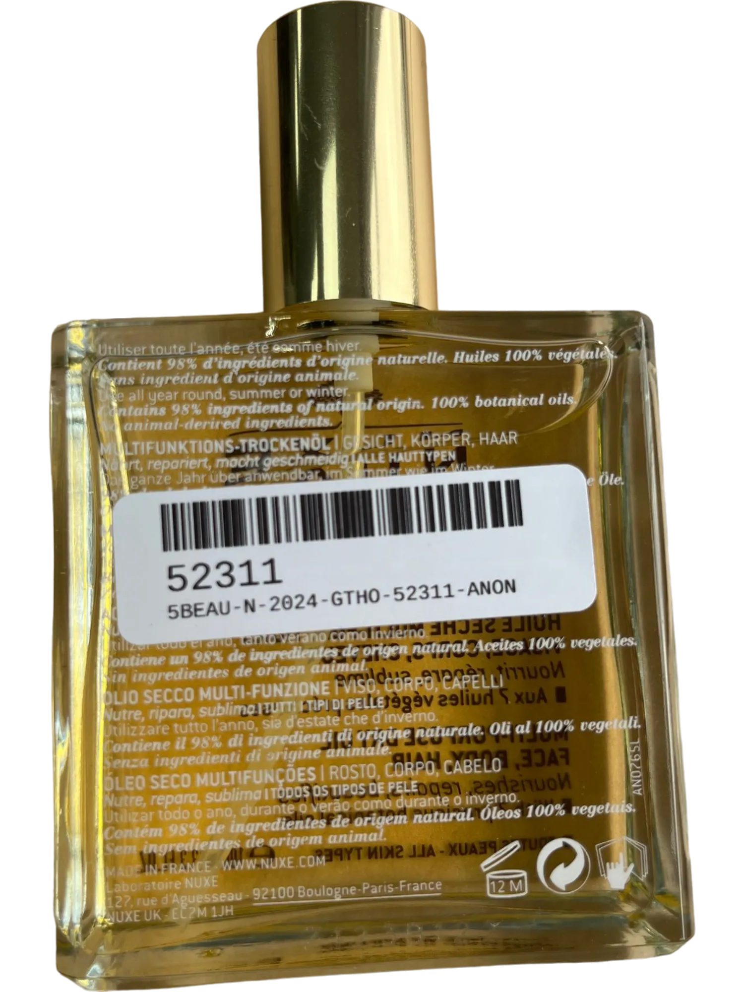 NUXE Huile Prodigieuse Multi-Purpose Dry Oil for Face, Body & Hair 100ml