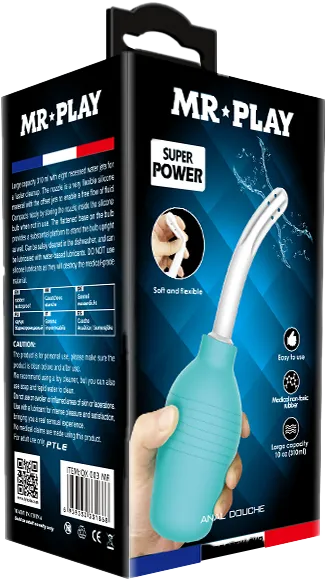 Pretty Love Mr Play Anal Douche 4.75" Porous Nozzle 310ml Capacity