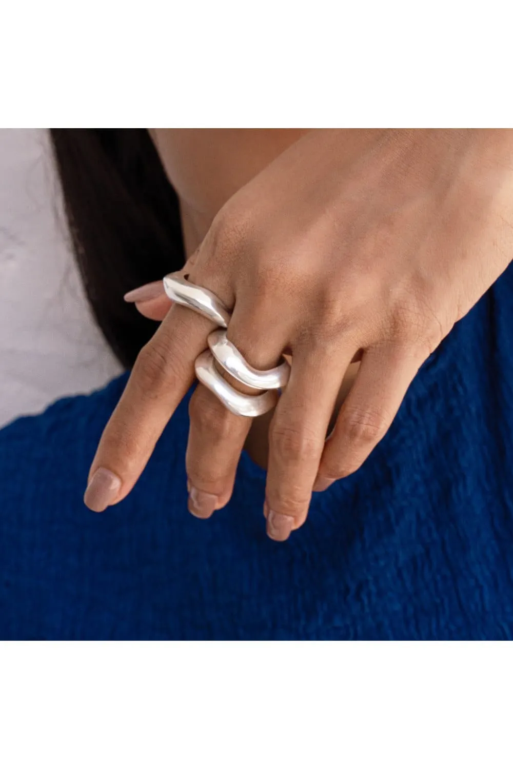 WAVE RING - SILVER TONE